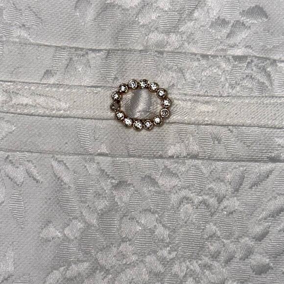 Ellen Tracy Floral Texture Fit & Flare Ivory White Dress Rhinestone Belt  8P - Picture 8 of 11